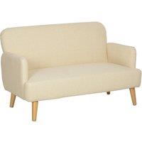 HOMCOM 2 Seater Sofa Couch with 21cm Thick Padding & Wood Legs in Cream | Size: 2 Person