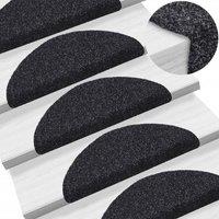 Berkfield Home Self-adhesive Stair Mats 5 pcs Black 56x17x3 cm Needle Punch | Size: Medium