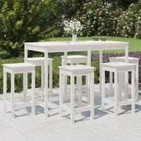 Berkfield Home 7 Piece Garden Bar Set White Solid Wood Pine