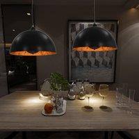 Ceiling Lamps 2 pcs Black and Gold Semi-spherical 40 cm E27