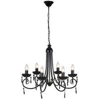 Pendant Ceiling Lamp Elegant Chandelier Black 6 Bulb Sockets