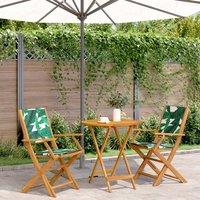 Berkfield Home 3 Piece Bistro Set Leaf Pattern Fabric & Solid Wood in Green