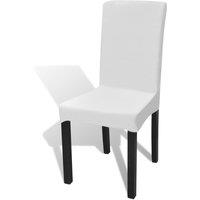 6 pcs White Straight Stretchable Chair Cover