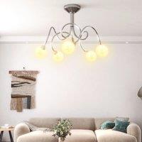 Berkfield Home Ceiling Lamp with Round Glass Shades for 5 G9 LED Lights in White