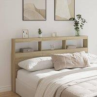 Berkfield Home Headboard Cabinet with LED Sonoma Oak 180x17x102 cm in Brown | Size: 180 x 17 x 102 cm