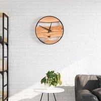 Berkfield Home Wall Clock Brown √35 cm Iron & Olive Wood