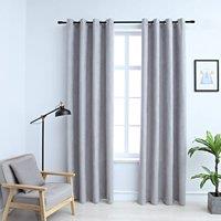 Berkfield Home Blackout Curtains with Metal Rings 2 pcs Grey 140x245 cm