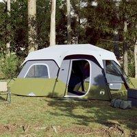 Berkfield Home Family Tent with LED 9-Person Light Green Quick Release