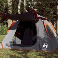 Berkfield Home Camping Tent Dome 4-Person Grey & Orange Quick Release