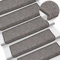 Berkfield Home Stair Mats Self-adhesive Sisal-Look 15 pcs 65x21x4 cm Grey & Beige | Size: Medium