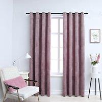Berkfield Home Blackout Curtains with Rings 2pcs Velvet Antique Pink 140x245cm | Size: 140x245 cm