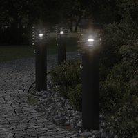 Berkfield Home Outdoor Floor Lamps with Sensors 3pcs Black 60 cm Stainless Steel