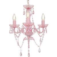Berkfield Home Chandelier with Beads Pink Round 3 x E14