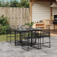 Berkfield Home 5 Piece Garden Dining Set Black Poly Rattan
