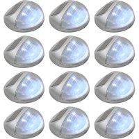 Berkfield Home Outdoor Solar Wall Lamps LED 12 pcs Round Silver