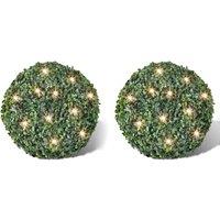 Berkfield Home Boxwood Ball Artificial Leaf Topiary Ball 35 cm Solar LED String 2 pcs