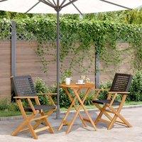 Berkfield Home 3 Piece Bistro Set Black Poly Rattan & Solid Wood