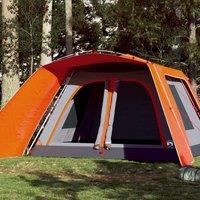 Berkfield Home Family Tent with Porch 9-Person Grey & Orange Quick Release