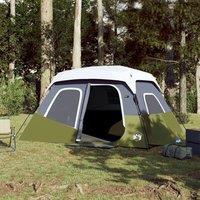 Berkfield Home Family Tent with LED 6-Person Light Green Quick Release