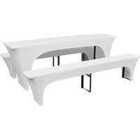 Berkfield Home 3 Slipcovers for Beer Table & Benches Stretch White 220 x 70 x 80 cm