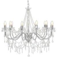 Berkfield Home Chandelier with Beads Silver 12 x E14 Bulbs