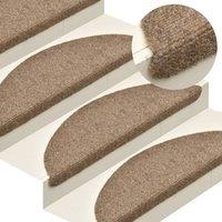 Berkfield Home Self-adhesive Stair Mats 15 pcs Cream 56x17x3 cm Needle Punch | Size: Medium