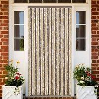 Berkfield Home Fly Curtain Dark Brown & Beige 90x220 cm Chenille