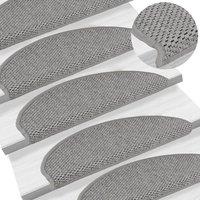 Berkfield Home Stair Mats Self-adhesive Sisal-Look 15 pcs 65x21x4 cm Silver in Taupe | Size: Medium