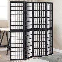 Berkfield Home Room Divider 4 Panels Black Solid Wood Paulownia