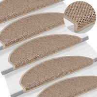 Berkfield Home Stair Mats Self-adhesive Sisal-Look 15 pcs 65x21x4 cm Sand in Beige | Size: Medium