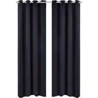 Blackout Curtains 2 pcs with Metal Eyelets 135x175 cm Black