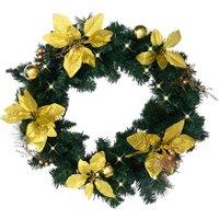 Berkfield Home Christmas Wreath with LED Lights Green 60 cm PVC