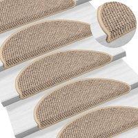 Berkfield Home Stair Mats Self-adhesive Sisal-Look 15 pcs 56x17x3 cm Dark Beige | Size: Medium