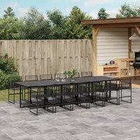 Berkfield Home 13 Piece Garden Dining Set Black Poly Rattan