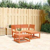 3 Piece Garden Sofa Set Wax Brown Solid Wood Pine