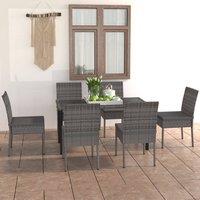 Berkfield Home 7 Piece Outdoor Dining Set with Cushions Poly Rattan Grey