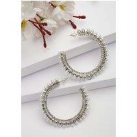 AVANT-GARDE PARIS Women's Diva Collection C-Shaped Hoop Earrings in White