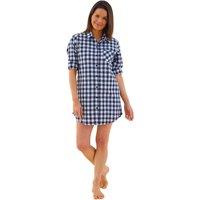 Love to Sleep Women's Button Through Check Nightshirt in Black | Size: 16