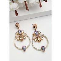 AVANT-GARDE PARIS Women's Diva Collection Delicate Floral Drop Earrings in Orange