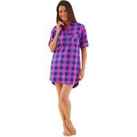 Love to Sleep Women's Boyfriend Style Check Nightshirt in Bright Pink | Size: 10