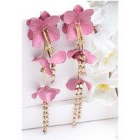 AVANT-GARDE PARIS Women's Long Blue Floral Earrings in Fuchsia