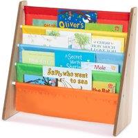 LIVIVO 5-Tier Children Sling Bookcase with Fabric Shelves - Wooden Storage Rack