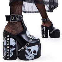 Lamoda Women's Hidden Closet Black Skull Platform 'Heels' Bold Fashion Statement UK 9 | Size: 3