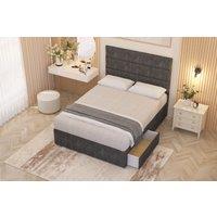 Somnior Chambery Tweed Fabric Midnight Pocket Sprung Divan Storage Bed with 4 Drawers & Headboard in Charcoal | Size: King