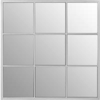 Orsina Descartes Square Design Silver Finish Frame Wall Mirror