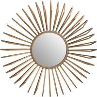 Orsina Gold Sunburst Wall Mirror With Bevelled Spokes, Round Decorative Mirror, Maximalist Metal Accent Mirror