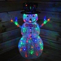 Samuel Alexander LIGHT UP 76cm ACRYLIC Christmas SNOWMAN with 88 MULTI COLOUR LED Lights in White