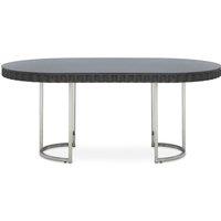 Orsina Grey High Gloss Dining Table, Stainless Steel Dining Room Table, Rounded Sides Kitchen Table for Dining