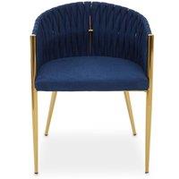 Orsina Gilden Dining Chair With Woven Back in Blue