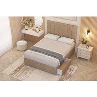 Somnior Austin Plush Velvet Midnight Pocket Sprung Divan Storage Bed with 4 Drawers & Headboard in Beige | Size: King